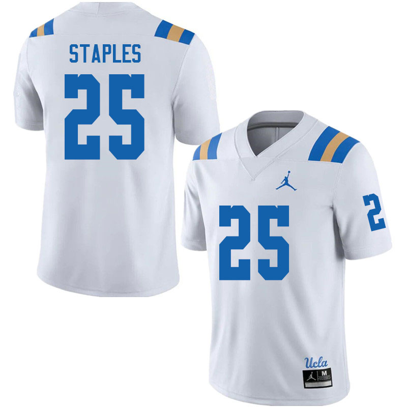 Jordan Brand Men #25 Ezavier Staples UCLA Bruins College Football Jerseys Sale-White